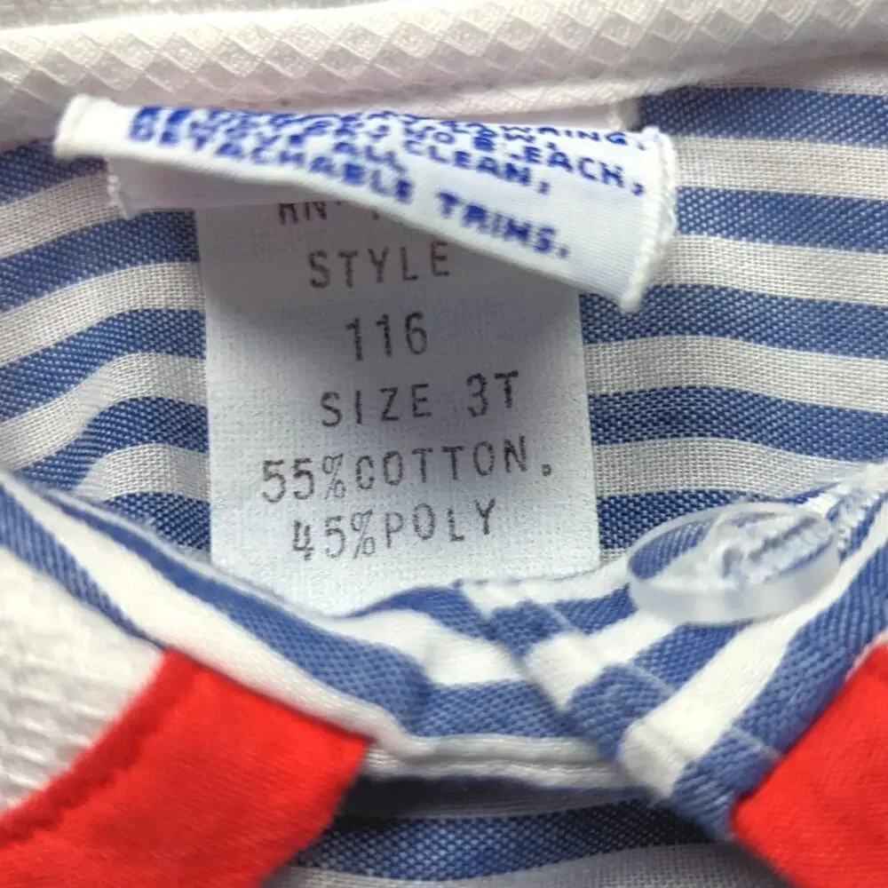 Vintage Youngland Dress Girls Size 18m Stripe Dress Cherry Drop Waist